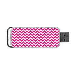 Hot Pink & White Zigzag Pattern Portable Usb Flash (one Side)