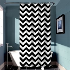 Black & White Zigzag Pattern Shower Curtain 36  X 72  (stall)