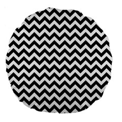 Black & White Zigzag Pattern Large 18  Premium Flano Round Cushion  by Zandiepants