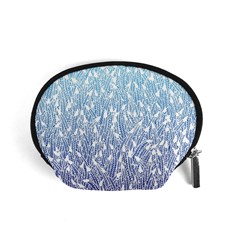 Blue Ombre Feather Pattern, White, Accessory Pouch (small)