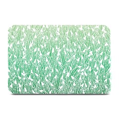 Green Ombre Feather Pattern, White, Plate Mat