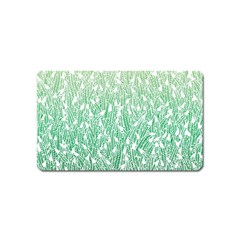 Green Ombre Feather Pattern, White, Magnet (name Card) by Zandiepants