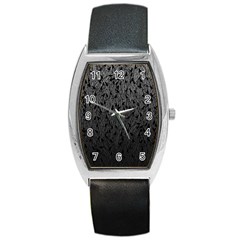 Grey Ombre Feather Pattern, Black, Barrel Style Metal Watch by Zandiepants