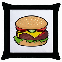 Cheeseburger Throw Pillow Case (black) by sifis