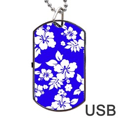 Deep Blue Hawaiian Dog Tag Usb Flash (one Side)