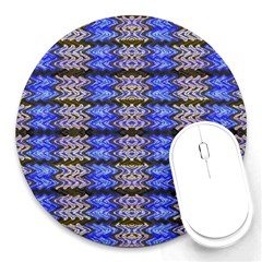 Pattern Tile Blue White Green Round Mousepads by BrightVibesDesign