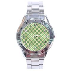 Crisscross Pastel Green Beige Stainless Steel Analogue Watch by BrightVibesDesign