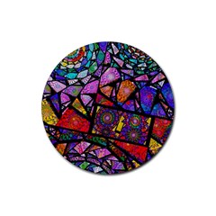 Fractal Stained Glass Rubber Coaster (round)  by WolfepawFractals