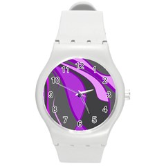 Purple Elegant Lines Round Plastic Sport Watch (m) by Valentinaart