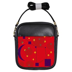 Red Abstract Sky Girls Sling Bags