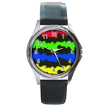 Colorful abstraction Round Metal Watch Front