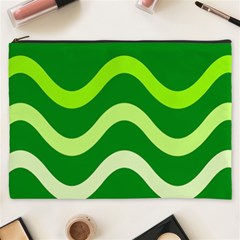 Green Waves Cosmetic Bag (xxxl)  by Valentinaart