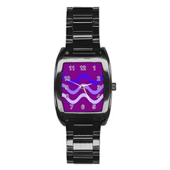 Purple Waves Stainless Steel Barrel Watch by Valentinaart