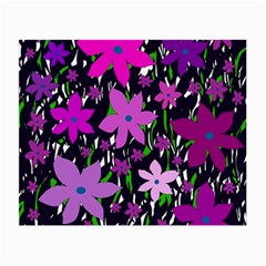 Purple Fowers Small Glasses Cloth (2-side) by Valentinaart