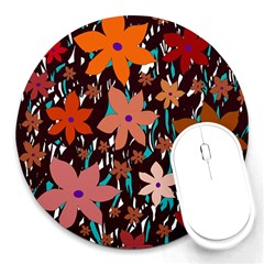 Orange Flowers  Round Mousepads