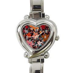 Orange Flowers  Heart Italian Charm Watch