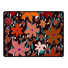 Orange Flowers  Double Sided Fleece Blanket (small) 