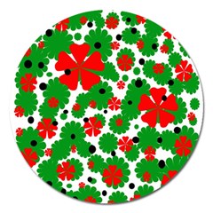 Red And Green Christmas Design  Magnet 5  (round) by Valentinaart