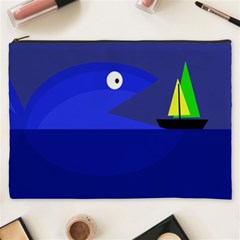 Blue Monster Fish Cosmetic Bag (xxxl)  by Valentinaart