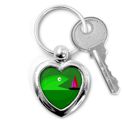 Green Monster Fish Key Chains (heart) 