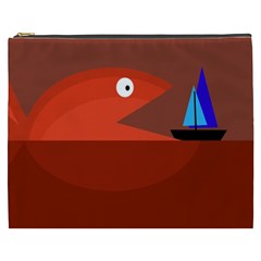 Red Monster Fish Cosmetic Bag (xxxl)  by Valentinaart