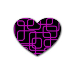 Purple And Black Elegant Design Rubber Coaster (heart) 