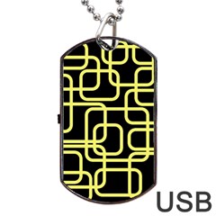 Yellow And Black Decorative Design Dog Tag Usb Flash (one Side)