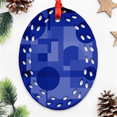 Deep Blue Abstract Design Oval Filigree Ornament (2-side)  by Valentinaart