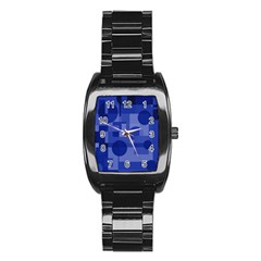 Deep Blue Abstract Design Stainless Steel Barrel Watch