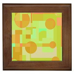 Green And Orange Decorative Design Framed Tiles