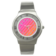 Pink Elegant Lines Stainless Steel Watch