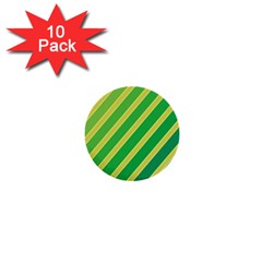 Green And Yellow Lines 1  Mini Buttons (10 Pack)  by Valentinaart