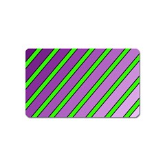 Purple And Green Lines Magnet (name Card) by Valentinaart