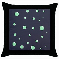 Green Bubbles Throw Pillow Case (black) by Valentinaart