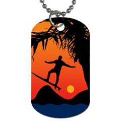 Man Surfing At Sunset Graphic Illustration Dog Tag (two Sides)