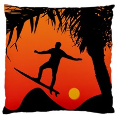 Man Surfing At Sunset Graphic Illustration Standard Flano Cushion Case (two Sides) by dflcprints