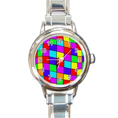 Colorful Cubes Round Italian Charm Watch by Valentinaart