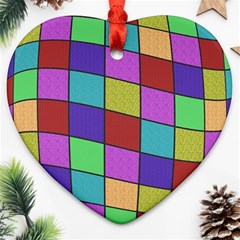 Colorful Cubes  Heart Ornament (2 Sides)