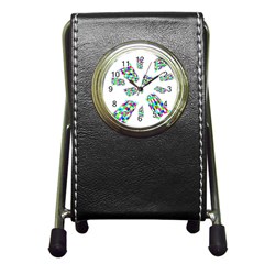 Colorful Abstraction Pen Holder Desk Clocks