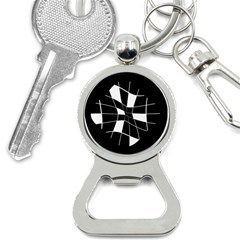 Black And White Abstract Flower Bottle Opener Key Chains