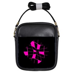 Pink Abstract Flower Girls Sling Bags