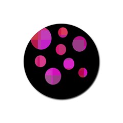 Pink Abstraction Rubber Round Coaster (4 Pack) 