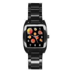 Orange Abstraction Stainless Steel Barrel Watch