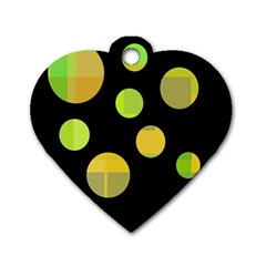 Green Abstract Circles Dog Tag Heart (two Sides)