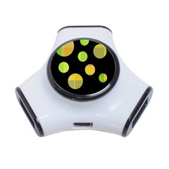 Green Abstract Circles 3-port Usb Hub