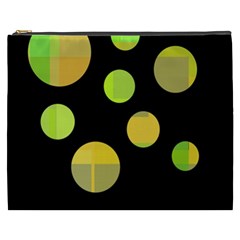 Green Abstract Circles Cosmetic Bag (xxxl)  by Valentinaart