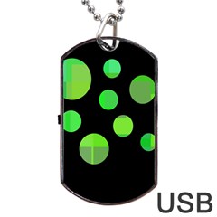 Green Circles Dog Tag Usb Flash (two Sides) 