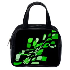 Green Decorative Abstraction Classic Handbags (one Side) by Valentinaart