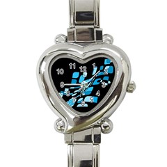 Blue Abstraction Heart Italian Charm Watch