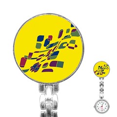 Yellow Abstraction Stainless Steel Nurses Watch